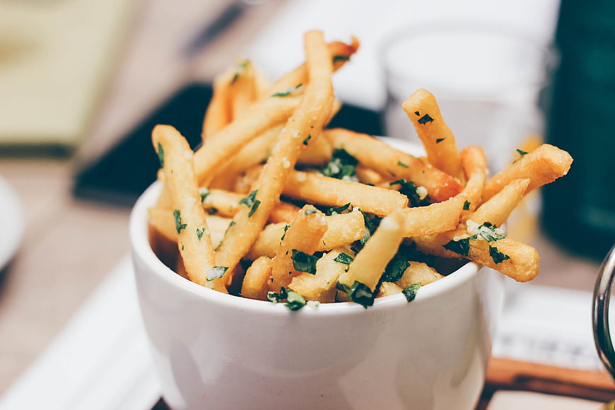 Gourmet Truffle Fries in White Bowl