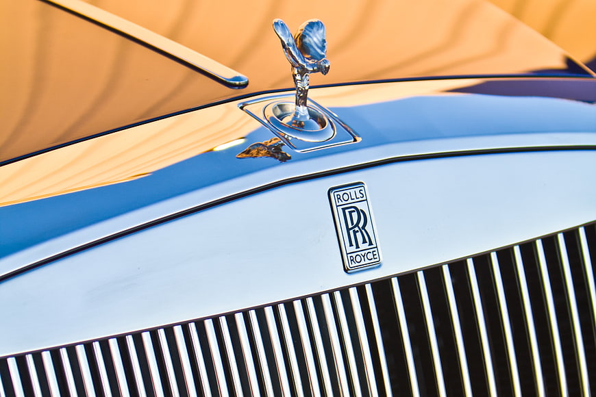 Close-up of Rolls-Royce Spirit of Ecstasy and Grille