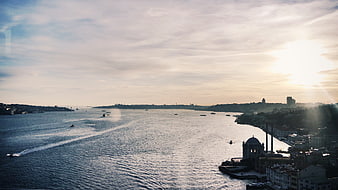 Sunset View of Istanbul Bosphorus Strait with Ortakoy Mosque