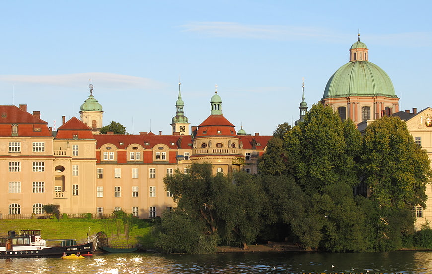 Prague Castle and St. Nicholas Church on Vltava River