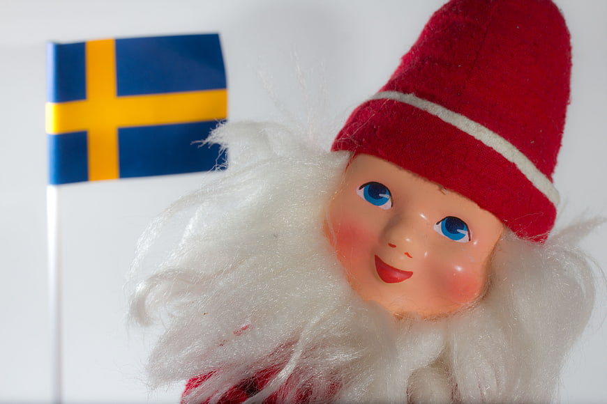 Swedish Christmas Tomte Doll with Flag