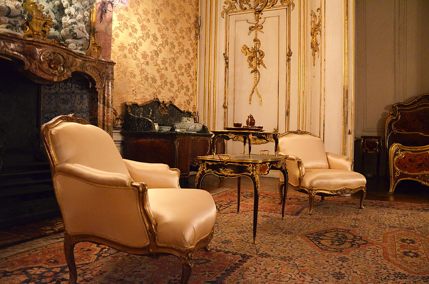 Luxurious Rococo Interior with Antique Gold Furniture