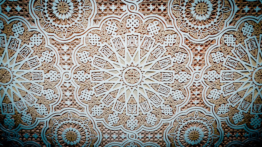 Intricate Islamic Geometric Stucco Ceiling Pattern