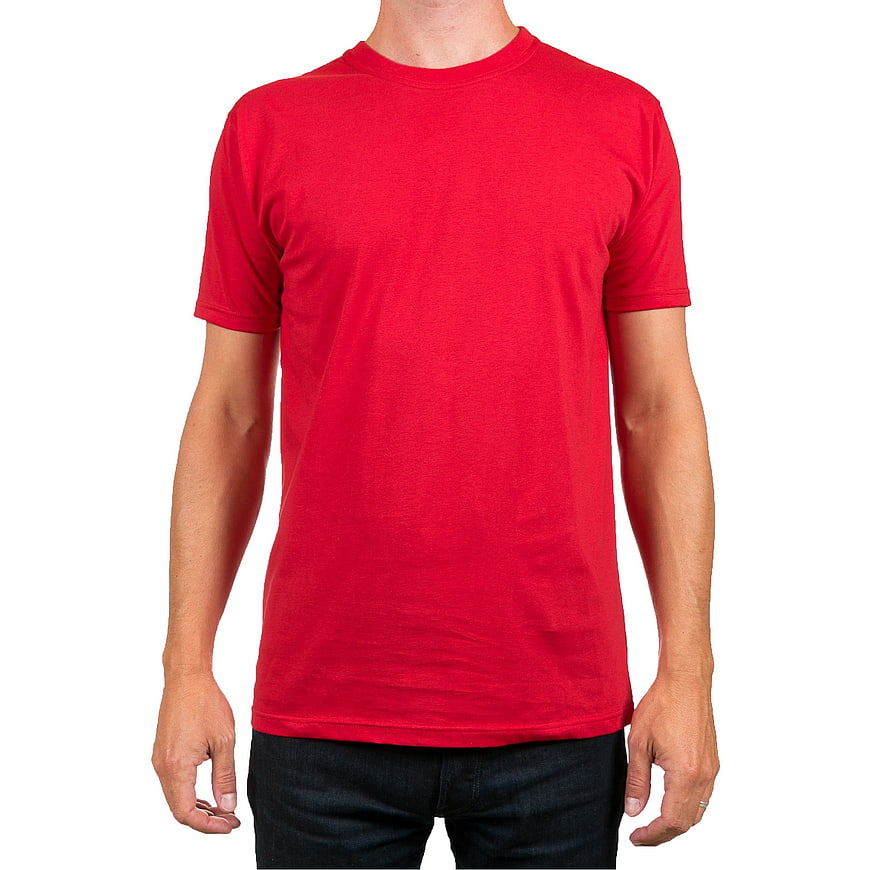 Male Model Wearing Plain Red T-Shirt on White Background