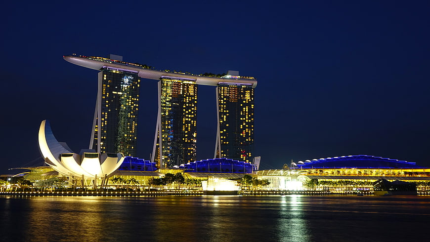 Marina Bay Sands and ArtScience Museum Singapore Night Skyline