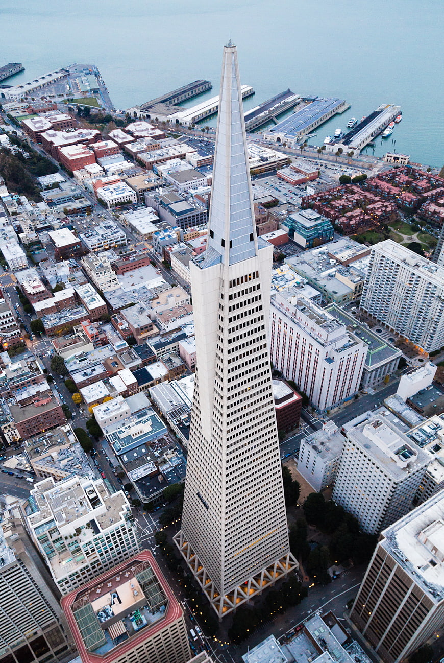 Aerial View of Transamerica Pyramid in San Francisco