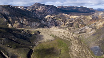 Aerial View of Colorful Icelandic Mountain Landscape