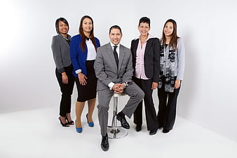 Diverse business team posing in studio