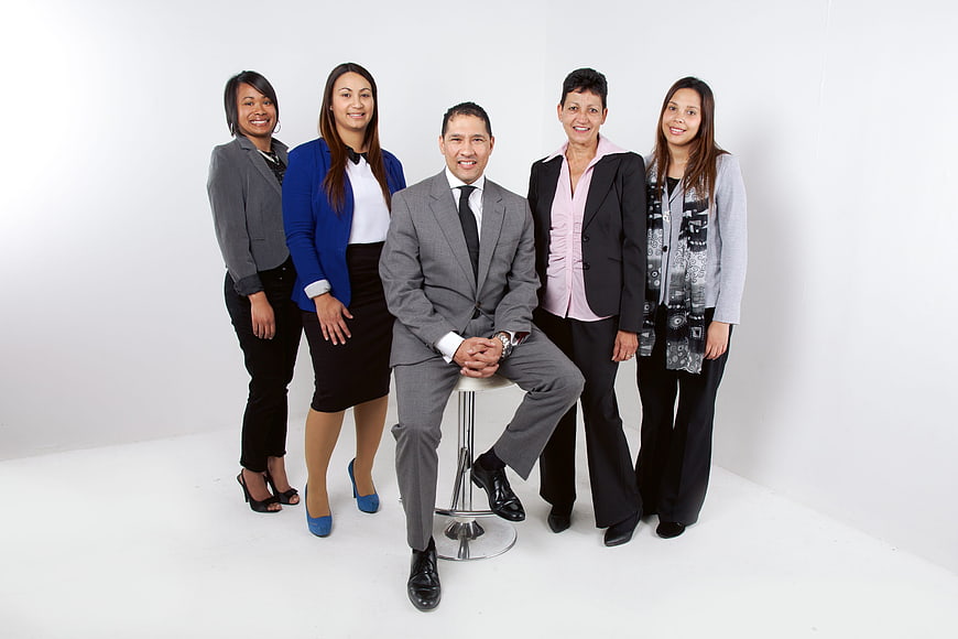 Diverse business team posing in studio
