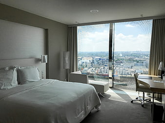 Modern Hotel Room Interior with City View