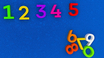 Colorful 3D Numbers on Blue Textured Background