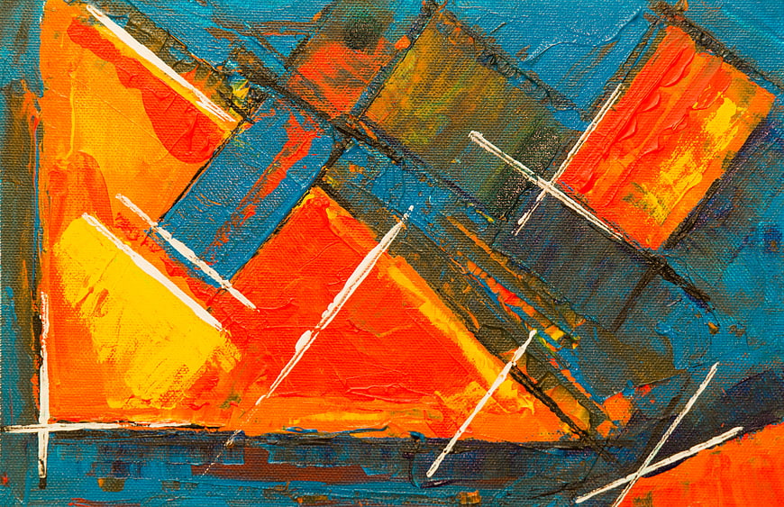 Vibrant Abstract Acrylic Painting with Orange and Blue Texture