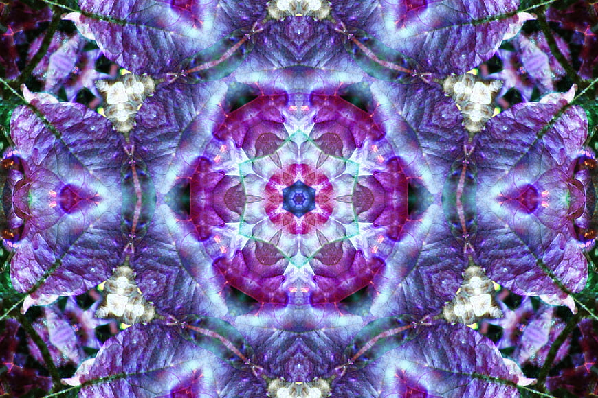 Purple Kaleidoscope Pattern with Geometric Symmetry