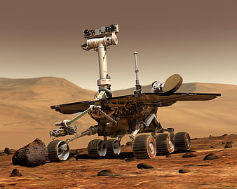 Mars Rover Concept Art on Red Planet Surface