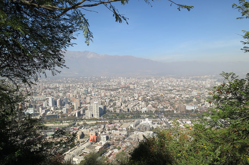 Panoramic View of Santiago, Chile from San Cristóbal Hill
