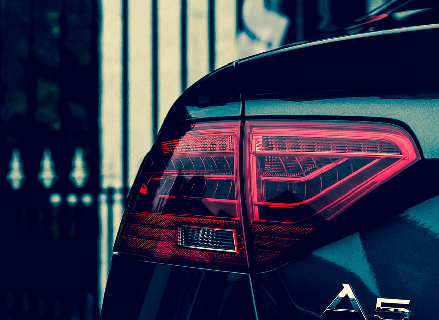 Close-up of Audi A5 Taillight with Red LED Details