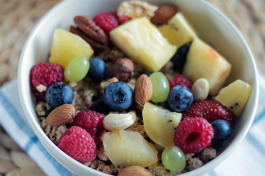Healthy Breakfast Bowl with Fresh Fruit and Granola