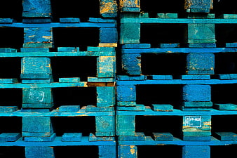 Weathered Blue Wooden Pallet Texture Close Up