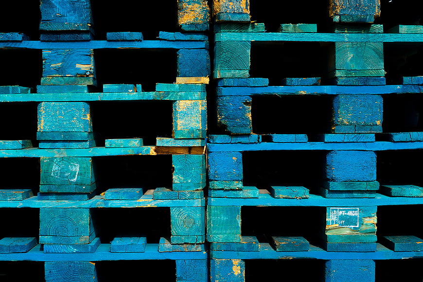 Weathered Blue Wooden Pallet Texture Close Up