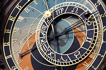 Close-up of Prague Astronomical Clock Face with Zodiac Symbols