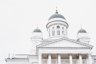 Helsinki Cathedral Architecture with Green Domes and White Columns