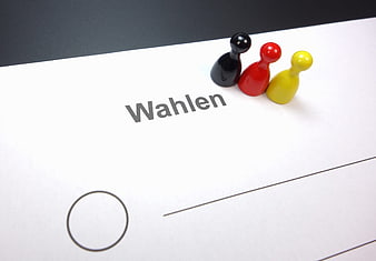 German Election Ballot with Black Red and Yellow Game Pieces