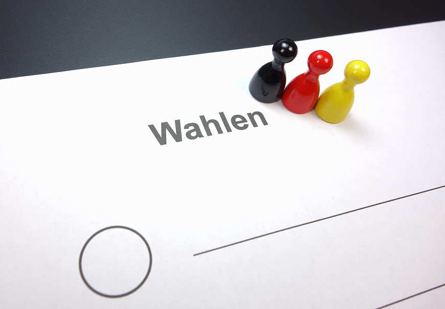 German Election Ballot with Black Red and Yellow Game Pieces