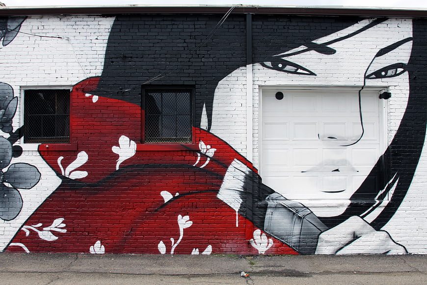 Large Scale Street Art Mural of Woman in Kimono