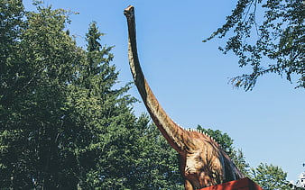 Giant Brachiosaurus Dinosaur Model in Forest