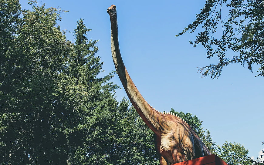 Giant Brachiosaurus Dinosaur Model in Forest