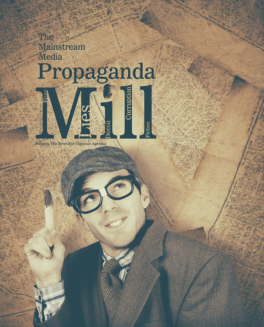 Conceptual Media Propaganda Poster With Man And Ink Finger