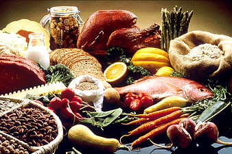Abundant variety of fresh healthy food and ingredients