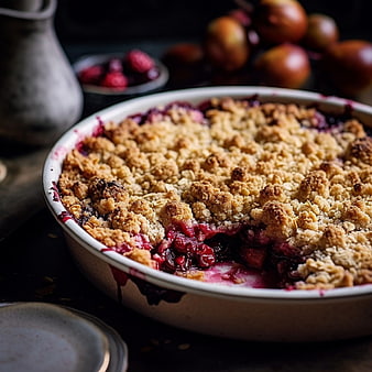 Rustic Berry Crumble Dessert with Golden Oat Topping