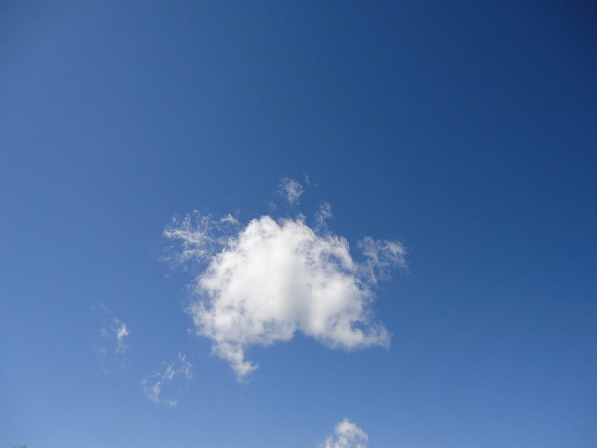 Single white cloud in a clear blue sky