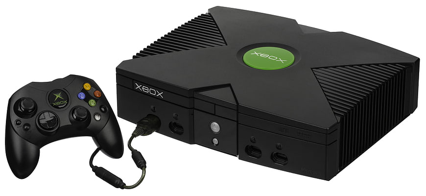 Original Xbox Console and Controller on White Background