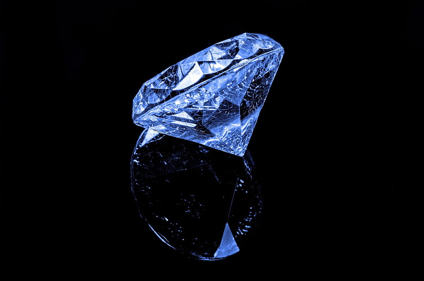 Blue Diamond Crystal on Black Background
