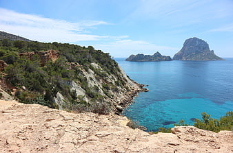 Scenic View of Es Vedra Island from Ibiza Coastline
