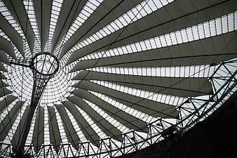 Low angle view of modern glass dome roof architecture