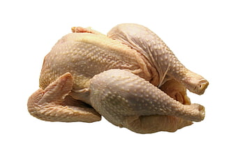 Whole Raw Chicken on White Background