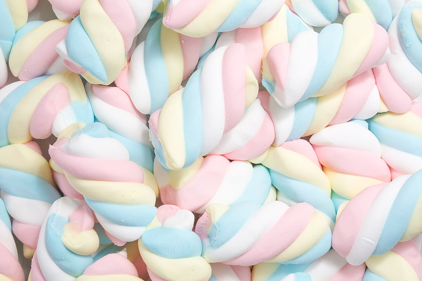 Pastel Twisted Marshmallow Candy Close-Up Background