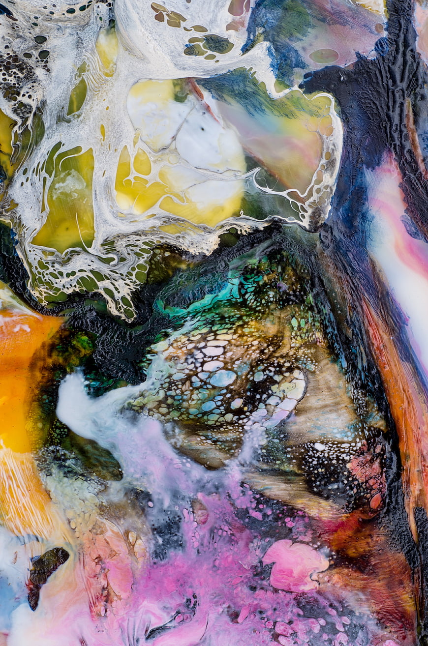 Vibrant Abstract Encaustic Wax Painting Detail