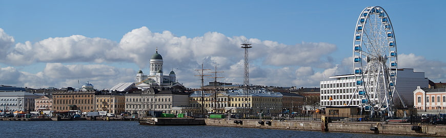 Helsinki Cityscape Panorama With Cathedral And Ferris Wheel