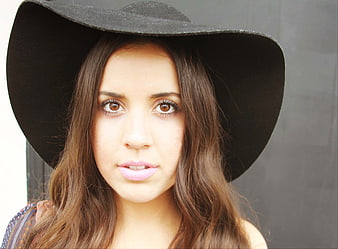 Portrait of Woman in Black Wide Brim Hat