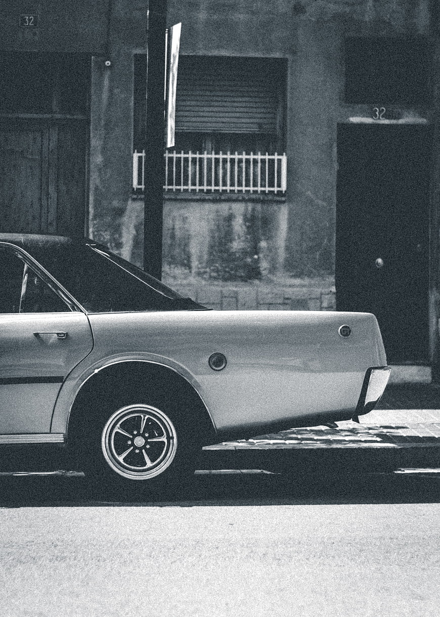 Vintage Classic Car Parked on Urban Street