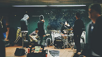 Band performing live in subway station
