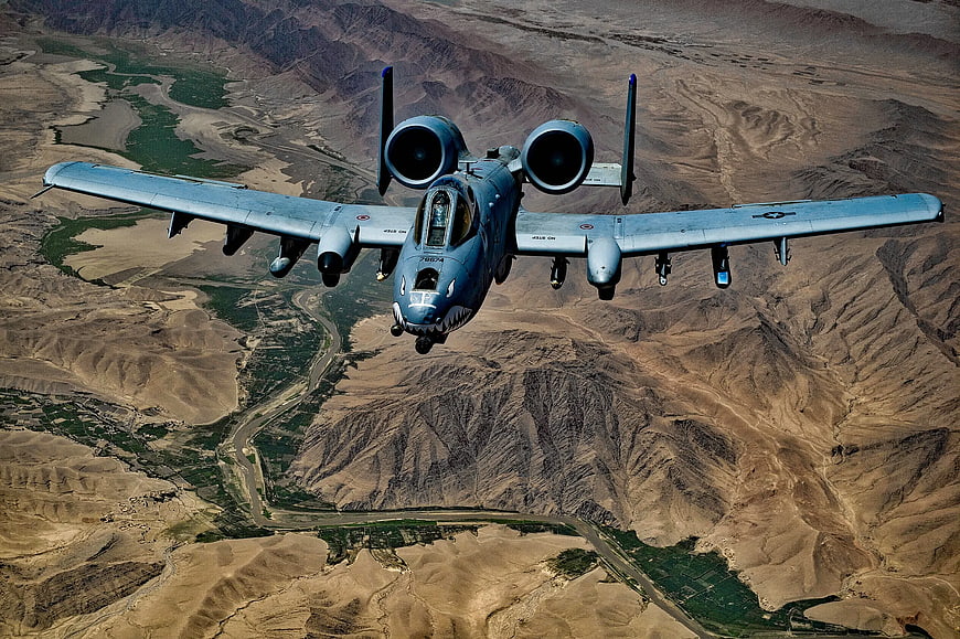 A-10 Thunderbolt II Flying Over Desert Canyon
