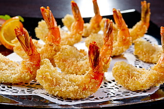 Crispy Fried Shrimp Platter with Orange Garnish
