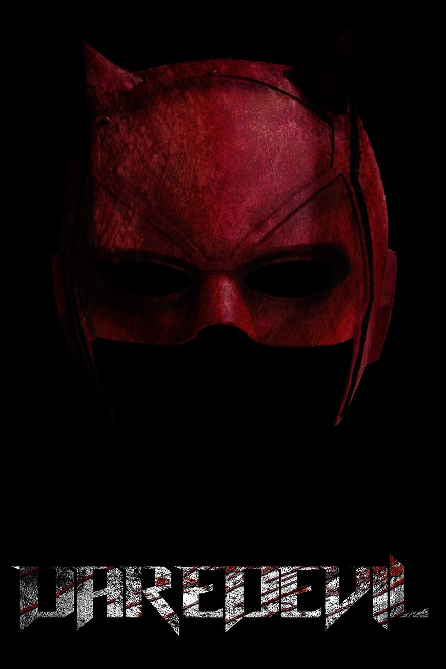Daredevil Mask and Logo on Black Background
