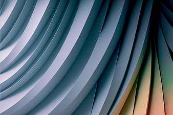 Abstract 3D Render of Curved Blue and Gold Layers