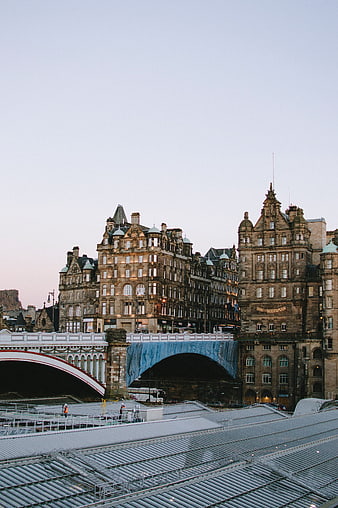 Edinburgh North Bridge and The Scotsman Hotel at Dusk